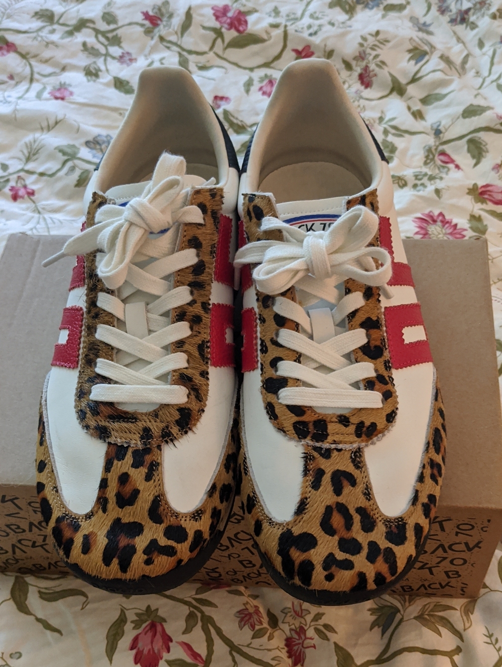BACK 70 women 41 (9.5-10) Barkley Strike sneaker White Pony Camel Leopard Print - Picture 2 of 4
